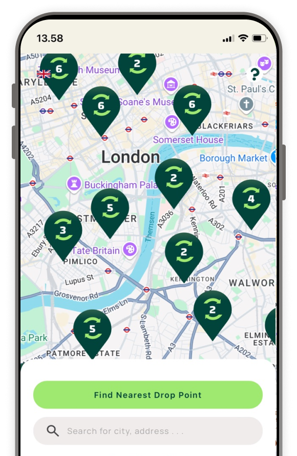 Phone with Drop Point map