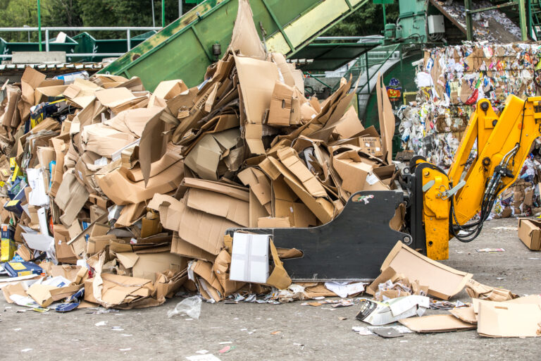 Huge pile of cardboard waste