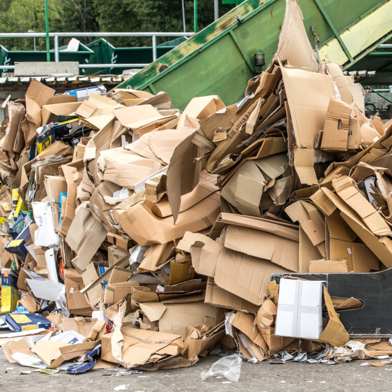 Huge pile of cardboard waste